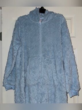 Plush Light Blue Zip-Up Onesie